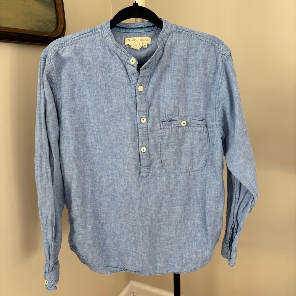 The Territory Ahead Linen Blend Popover Top Size Medium